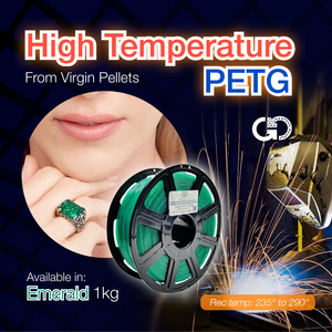 Emerald:  High Temp 235° C - 290° C Virgin PET-G (*Eject your ABS*)