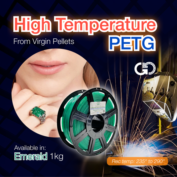 Emerald:  High Temp 235° C - 290° C Virgin PET-G (*Eject your ABS*)