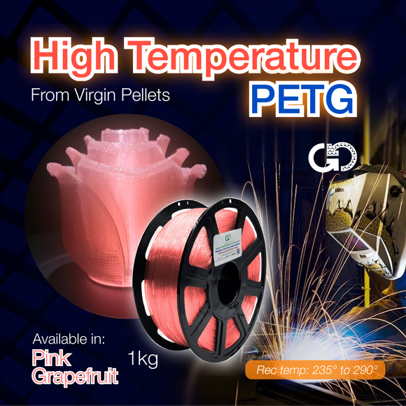 Pink Grapefruit: High Temp 235° C - 290° C Virgin PET-G (*Eject Your ABS*)