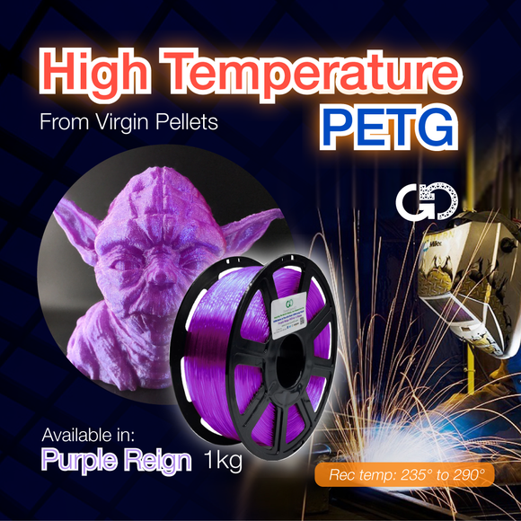 Purple Reign:  High Temp 235° C - 290° C Virgin PET-G (*Eject Your ABS*)(May 2025: GreenGate3D's 5th Anniversary Discount is Purple)